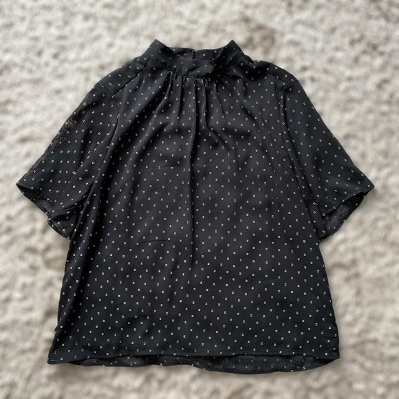 H&M Black Blouse with White Polka Dots - Picture 1 of 7